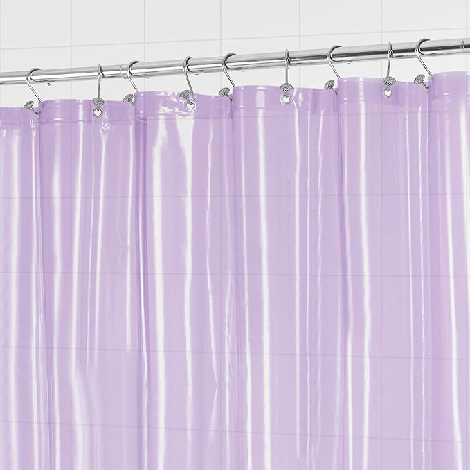 Barossa Design Extra Long Shower Curtain Liner with 3 Magnets - 72" x 84" XL, Waterproof PEVA Lightweight Shower Liner for Bathroom, PVC Free, Metal Grommets - Clear Lavender, 72x84