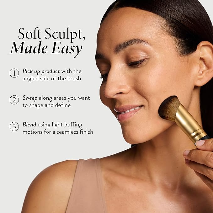 LAURA GELLER NEW YORK Sculpting Face Brush – Angled Makeup Brush for Blending & Contouring – Dense Vegan Bristles – For Cream, Powder & Baked Formulas