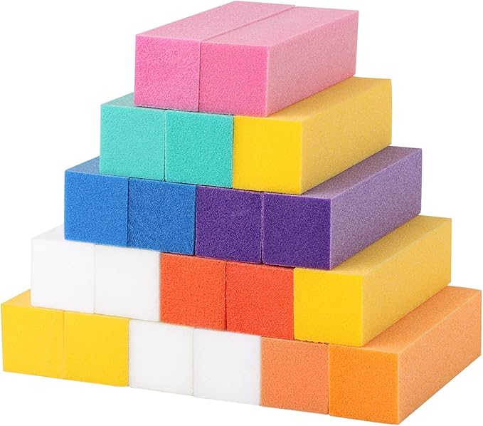 Nail Buffer Sanding Block Multicolor Natural and Acrylic Nail Buffing Blocks 20 Pack for Natural Nails