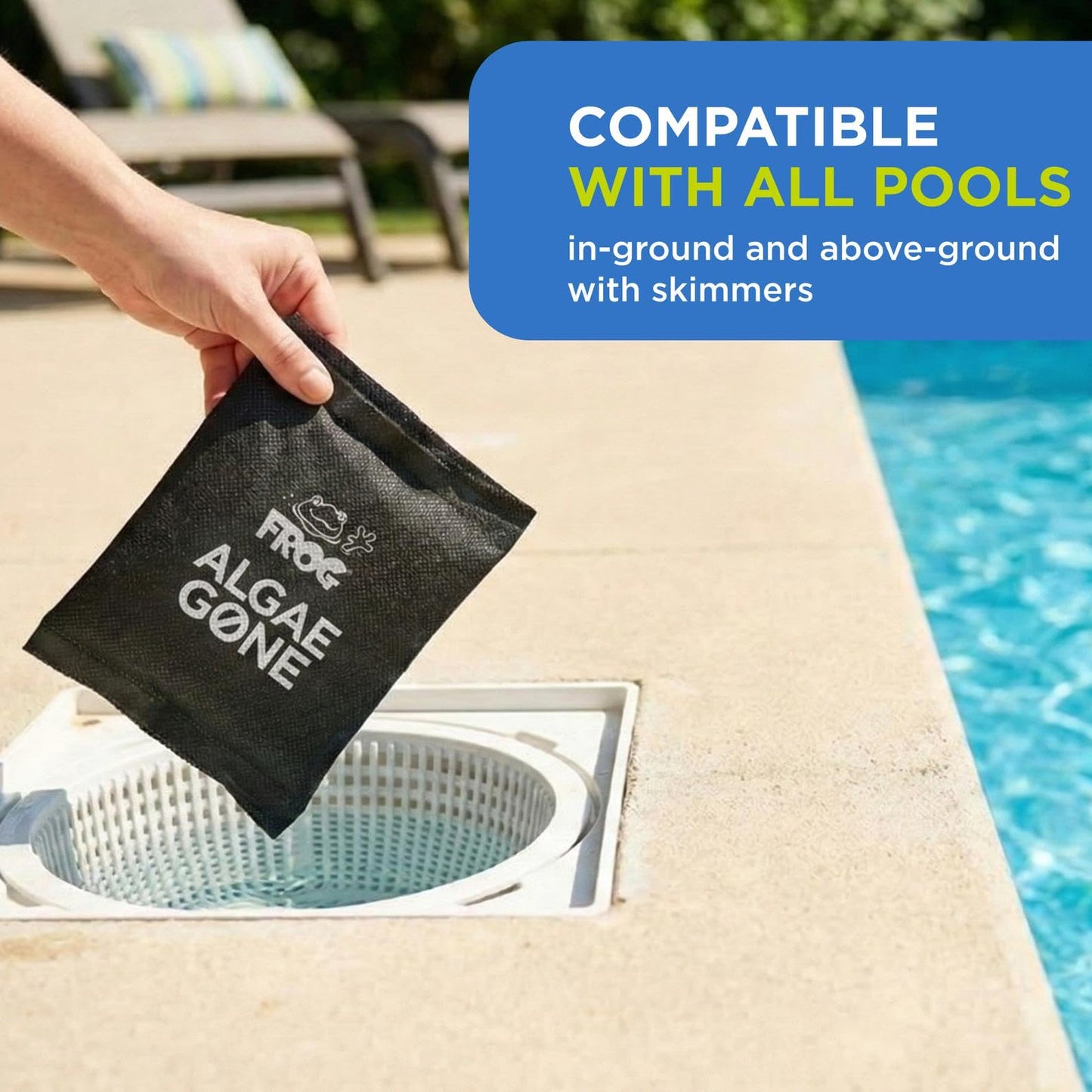 FROG Algae Gone - Dry Formula Algaecide Removes Green and Yellow Algae for In-Ground & Above-Ground Pools up to 30,000 Gallons - Chemical Pool Maintenance & Treatment - 3 Pods
