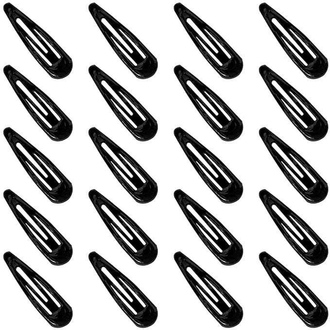 Snap Hair Clips for Women Water Drop Non Slip Hair Barrettes Heavy Coated Metal Black Hair Clips Accessory 20 PCS 1.89"