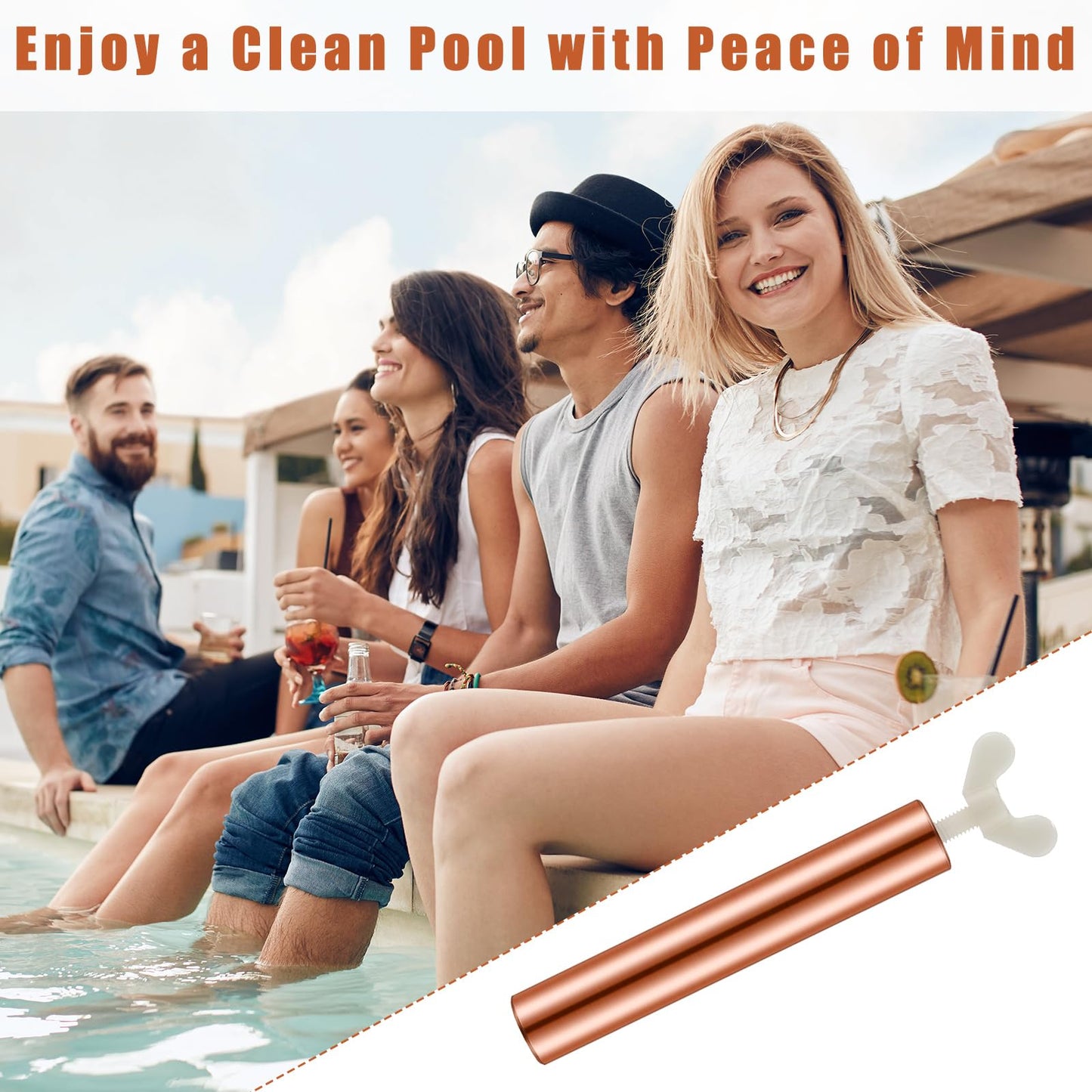 Kittmip Solar Copper Anode Copper Replacement L=4.13" D=0.71" for Solar Pool Ionizer Chlorine Cost Save for Reduce Irritations Cleans and Clears Your Pool (2)