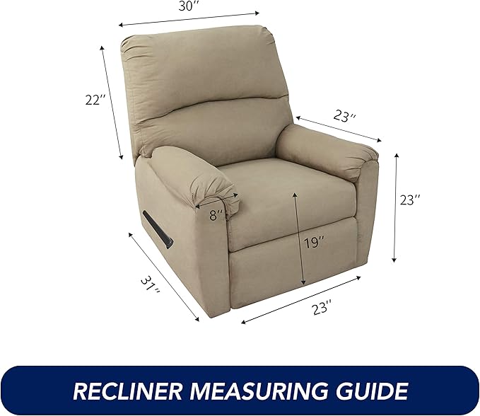 PureFit Super Stretch Chair Sofa Slipcover with Pocket – Spandex Non Slip Soft Couch Sofa Cover, Washable Furniture Protector with Elastic Bottom for Kids, Pets （Recliner, Classic Blue）