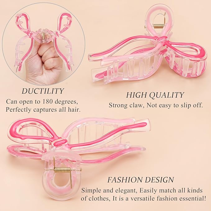 4 Pcs Bow Hair Clips Elegant Hair Claw Butterfly Hair Accessories for Girls Nonslip Butterfly Clips Hair Styling Accessories for Women