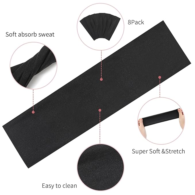 Fishinsea 8 Pack Sport Headbands for Women, Elastic Soft Fabric Non-Slip Hair Bands Hair Warp for Daily Workout Yoga Running Sports