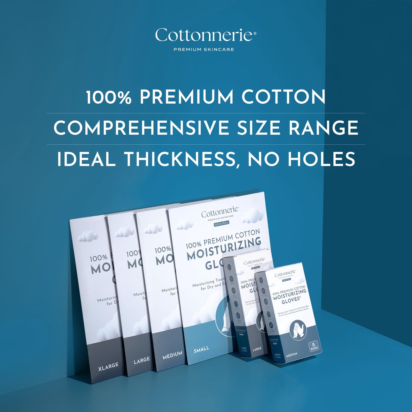 4 Pairs Cottonnerie Original Cotton Gloves for Dry Hands Sleeping, Moisturizing Gloves Overnight, Hand Moisturizer Gloves, Moisture Gloves for Dry Hands Overnight, Sleeping Gloves, X-Large
