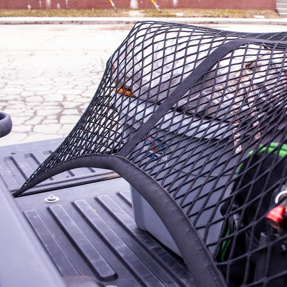 Highly Elastic Cargo Net, Simple Truck Bed Cargo Mesh Organizer, Suitable for Daily Light Loads of Trucks, 4'x4' Stretches to 7'x7' (Double Layer)