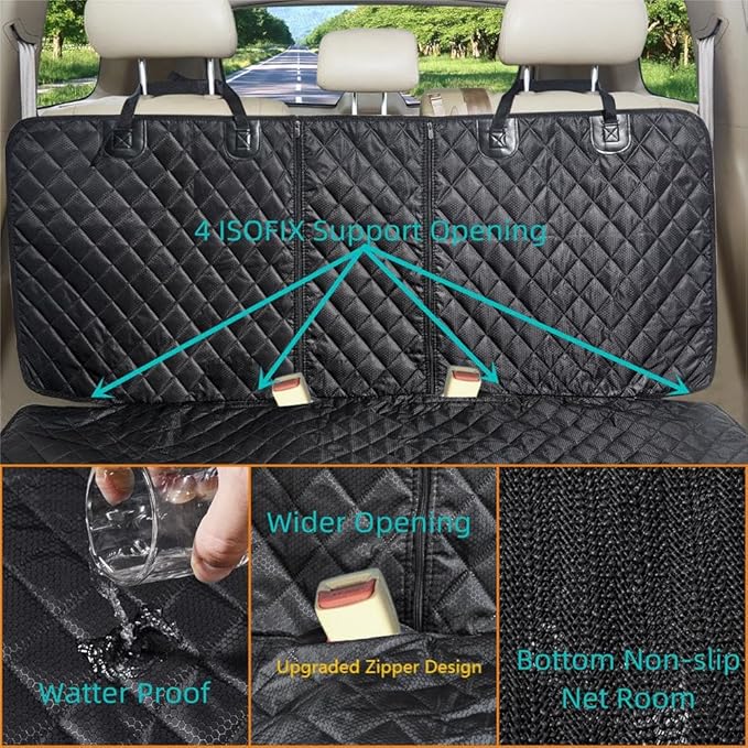 Dog Car Seat Cover for Back Seat Cover for Kids Car Seat Protector for Dogs Nonslip Water Proof Universal Fit Dog Car Seat Cover for ISOFIX Truck SUV(Large,Black)