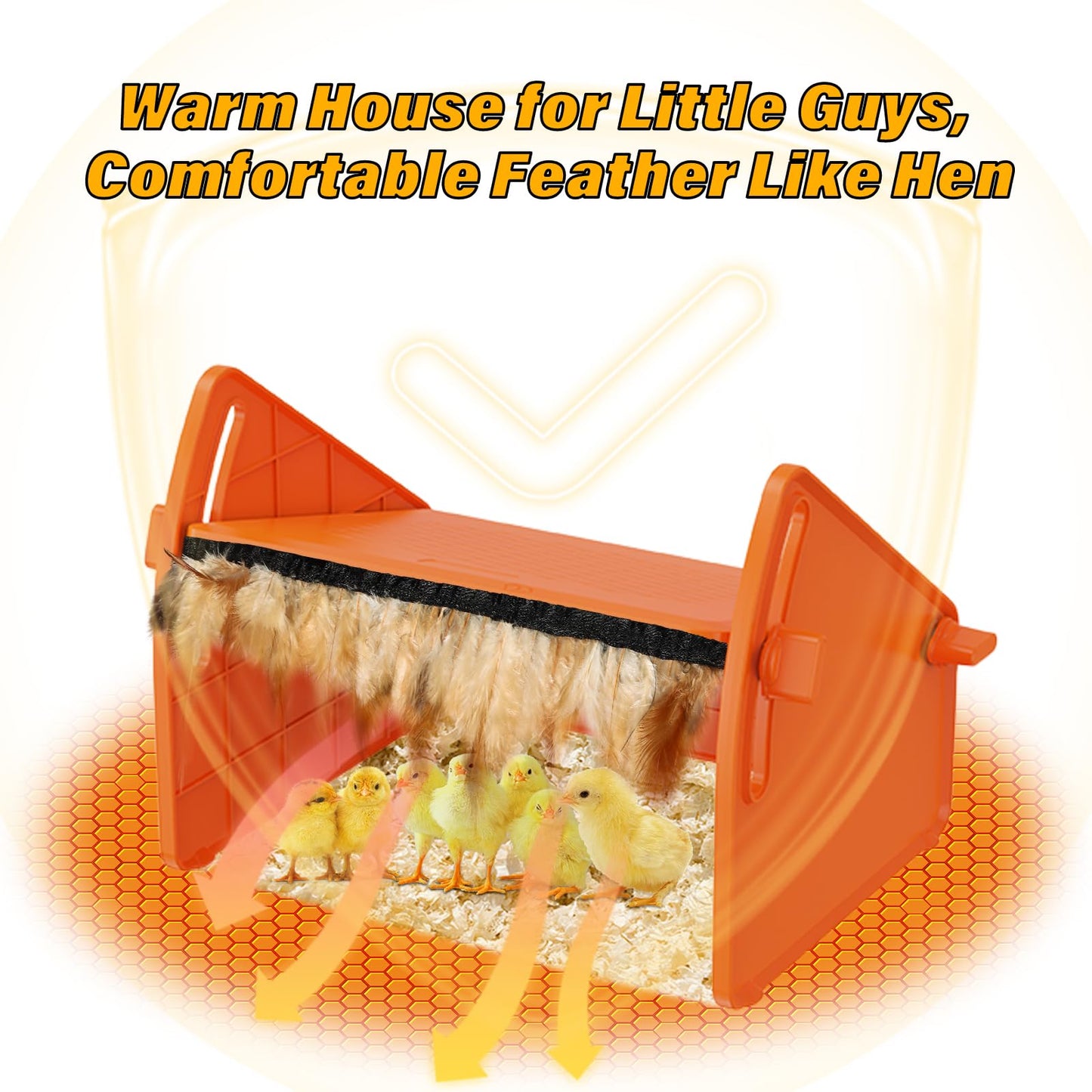 Heating Brooder Plate for Chicks Ducklings, Adjustable 3 Levels Temperature Brooder House for Keeping Poultry Warm(Orange, L)