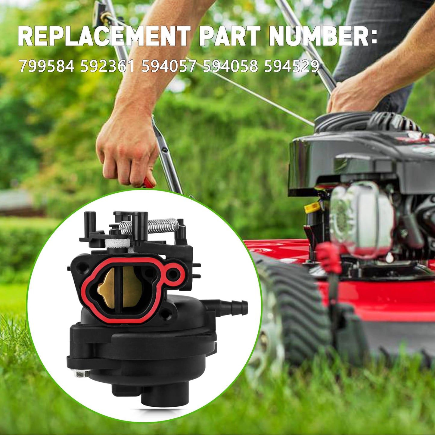 799584 Carburetor for TB110, TB200, 09P702, 103M02, 550EX, 625EX, 675EX, 725EXI Series 6.75-7.25HP Engine, 163cc Lawn Mower Carburetor Replacement for 594058 594057 592361 594529
