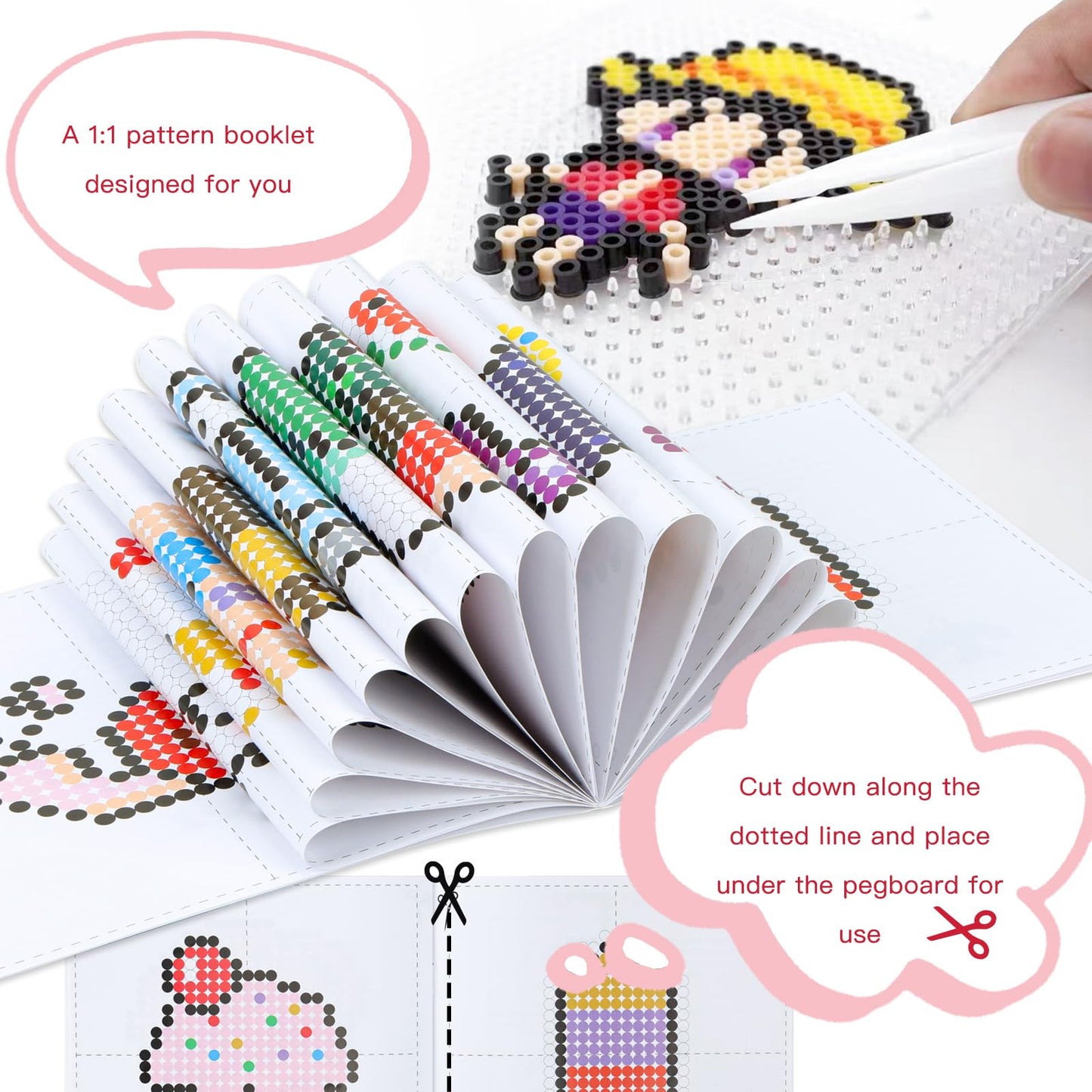 QUEFE Fuse Beads Kit 15000 Pcs 72 Colors 5mm Beads Craft Kit Including Pegboard, Melting Beads, Ironing Paper, Tweezers & Colorful Hooks, Christmas Home School Arts and Crafts Supplies for Girls