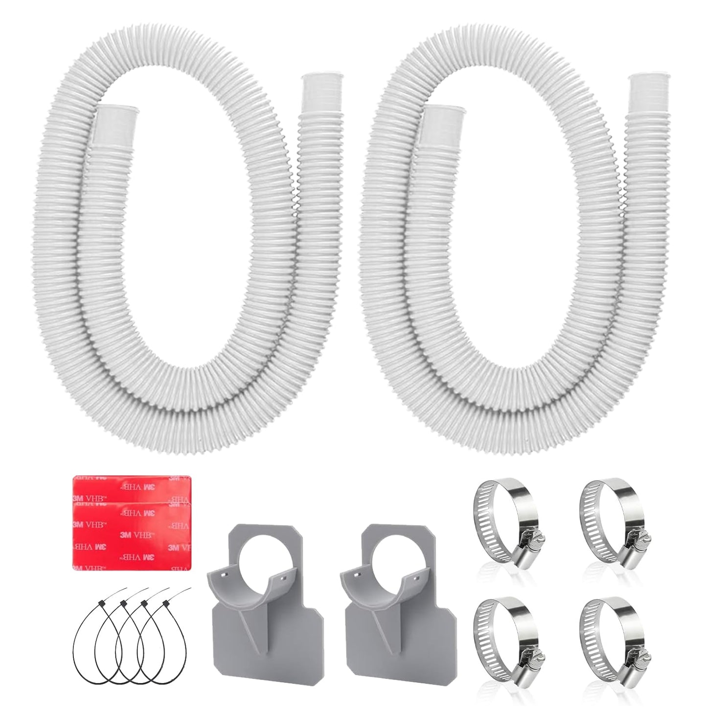 1.25" x 41in Pool Hoses Set for Above Ground Pools – Pool Pump Replacement Hose with Clamps, Compatible with Intex, Coleman, Summer Waves Pool Pumps & Filters (2 PACK White)