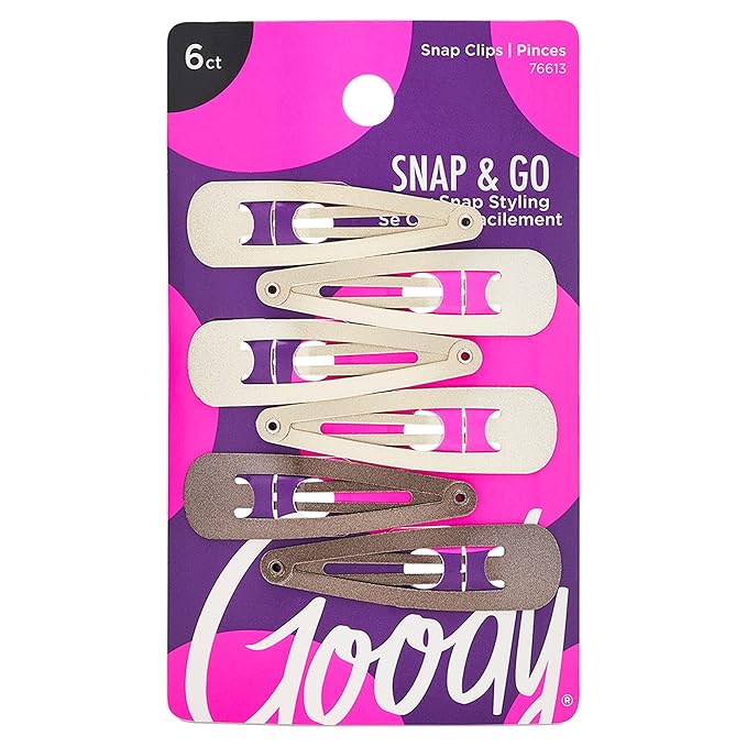 Goody Snap & Go Metal Contour Clips, 6 Count, Blonde, Snap Clips, Suitable for All Hair Types, Pain-Free Hair Accessories for Women, Men, and Kids, All Day Comfort