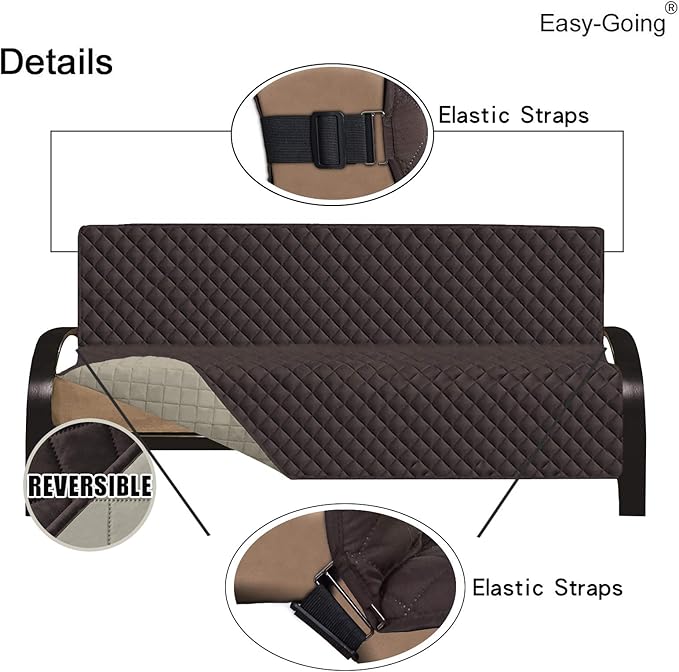 Easy-Going Futon Slipcover - Reversible Sofa Cover, Armless, Water Resistant - Pets & Kids (Chocolate/Beige)