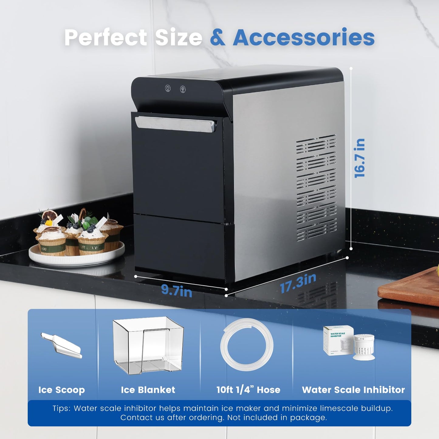 Gevi V2.0 Nugget Ice Maker, 38lbs/24H Countertop Pellet Ice Machine with Self-Cleaning, Energy-Efficient, Chewable Pebble Ice Maker for Home Kitchen, Office, Great Gift