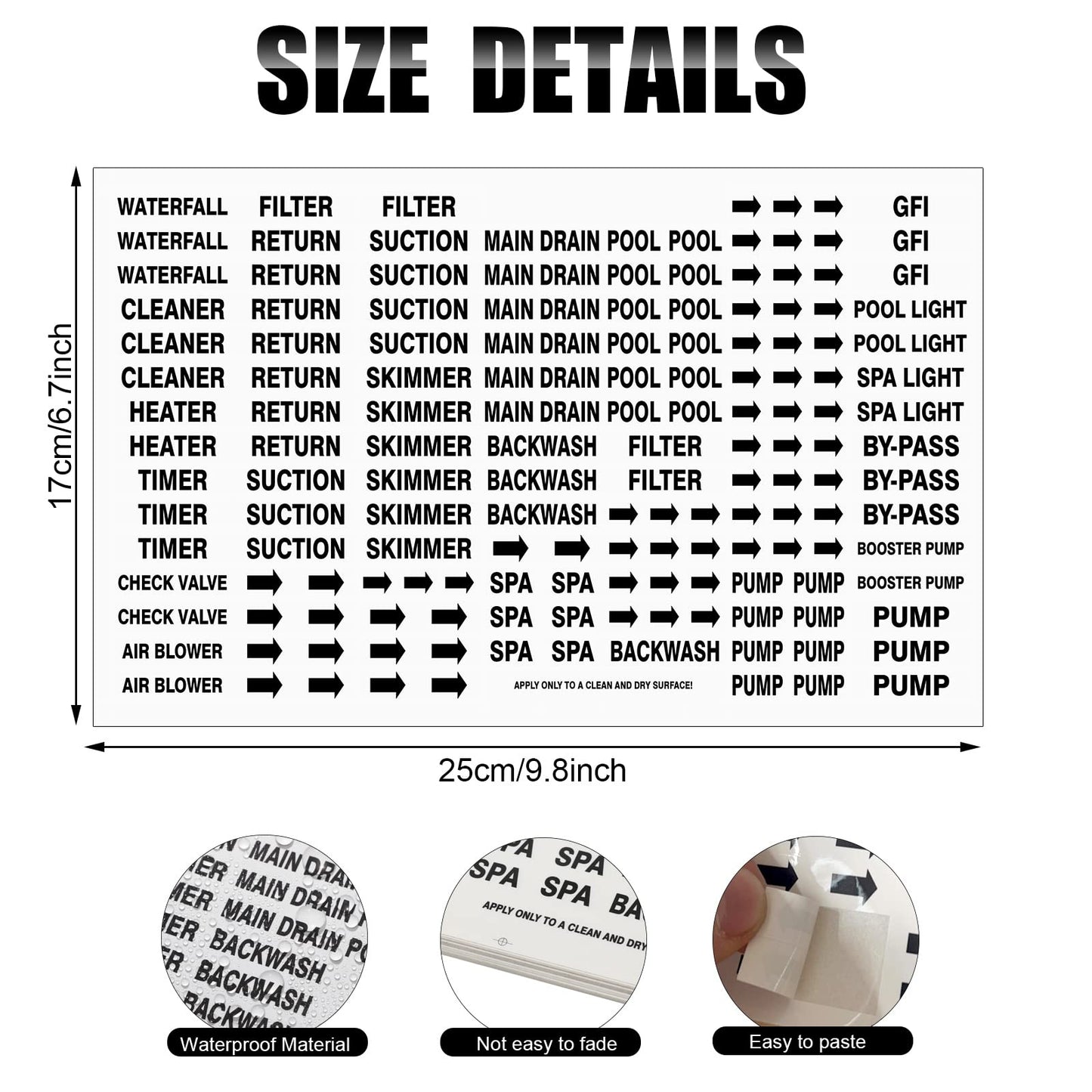 Jutom 2500 Pcs Pool Equipment Identification Labels Waterproof Sticker for Swimming Pool, Plumbing, and Piping, Easily Mark Different Equipment of Your System, 125 Adhesive Labels Each Sheet(White)