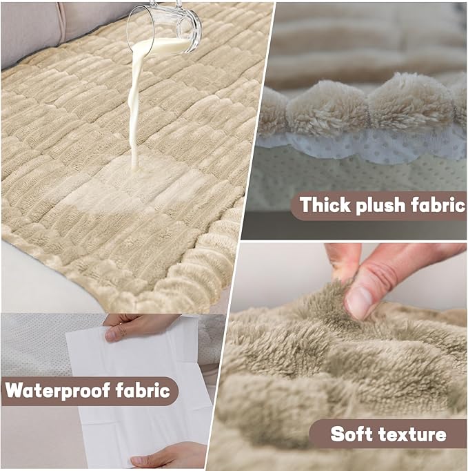 Waterproof Couch Cover for Dogs Washable,Non Slip Fuzzy Durable Couch Covers for 3 Cushion Sofa Pet Friendly Sofa Cover Dog Thick Soft Slipcovers Protector Couches Mat Bed (Brown, 27.6" x 70.9")
