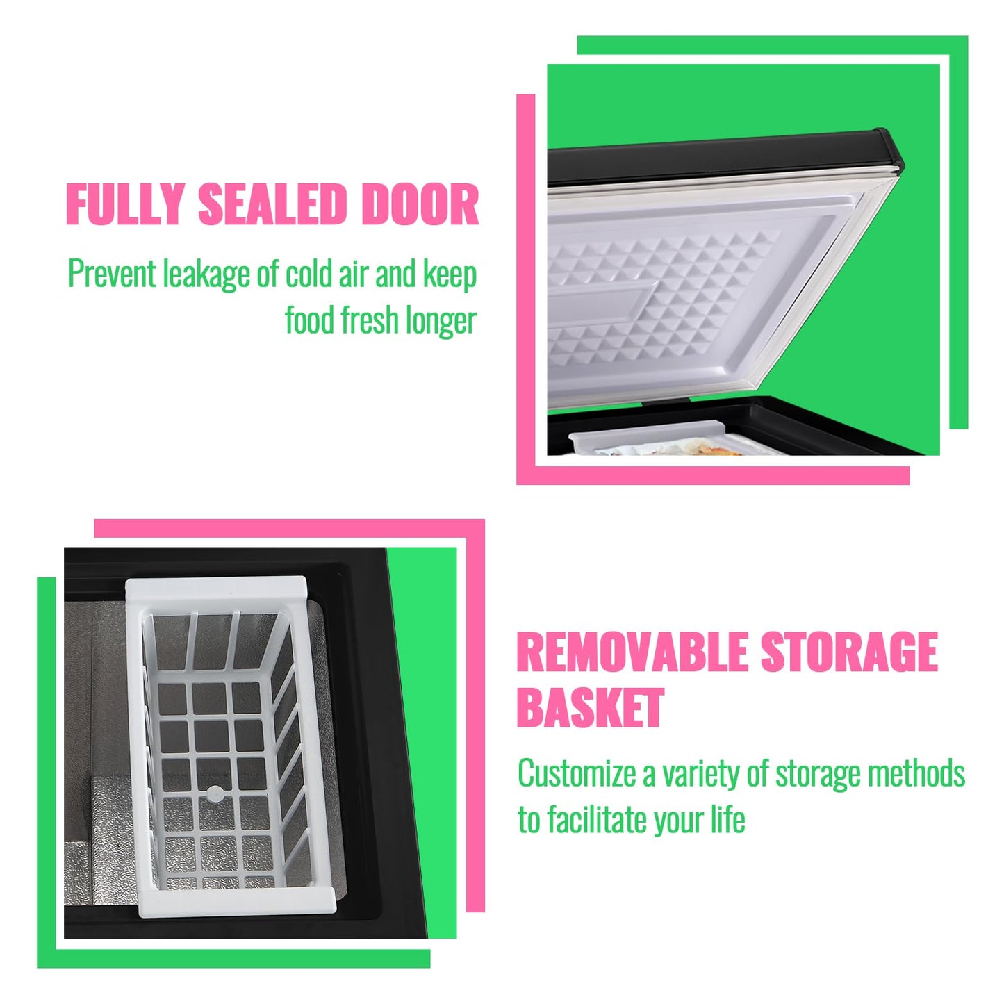Deep Freezer WANAI 5.0 Cubic Chest Freezer with Top Open Door and Removable Storage Basket, 7 Gears Temperature Control, Energy Saving, Ideal for Office Dorm or Apartment