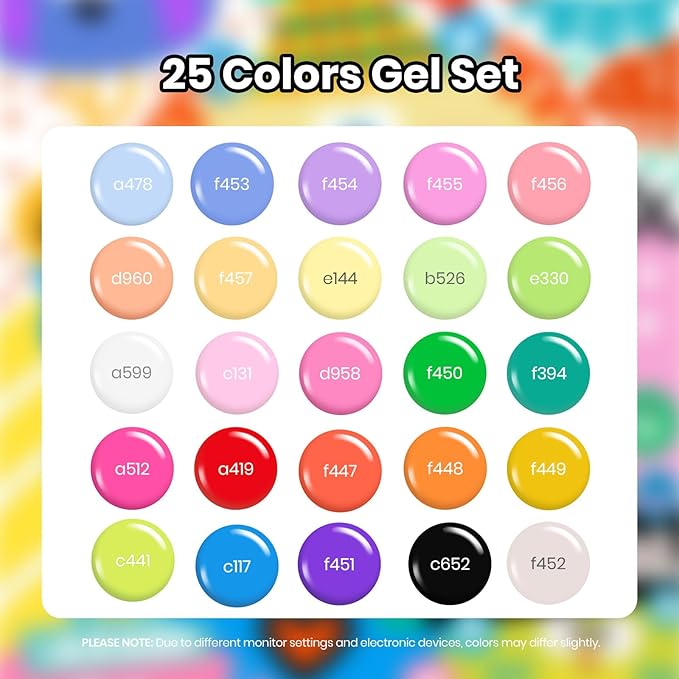 Beetles Pastel Gel Polish Set - Doodle Dreams Collection, Green Blue Purple 25 Spring Summer Colors Neon Rainbow Gel Polish with Base Glossy Matte Top Coat UV LED Soak Of Gifts for Women