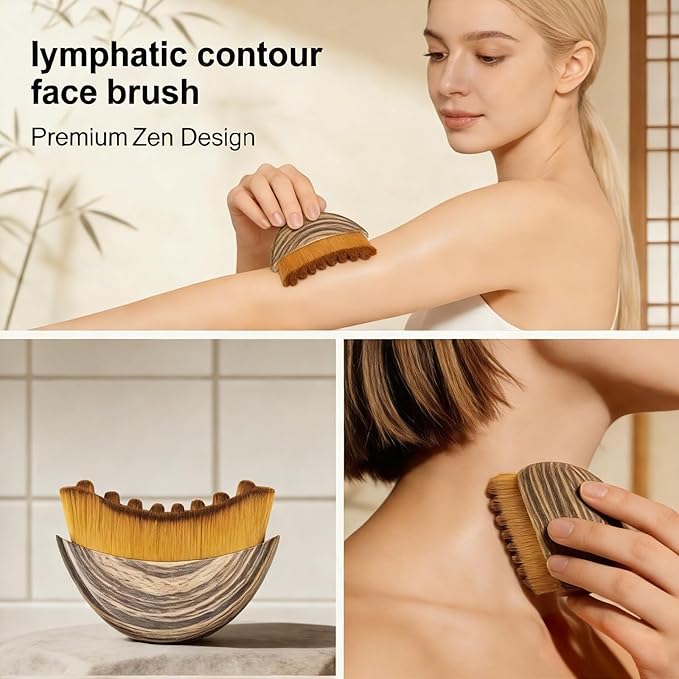 Lymphatic Contour Face Brush - Lymphatic Drainage Brush & Facial Dry Brush for Depuffing, Skin Glow - Premium Face Sculpting Tool & Gua Sha for Jawline, Neck Lifting & Manual Massage