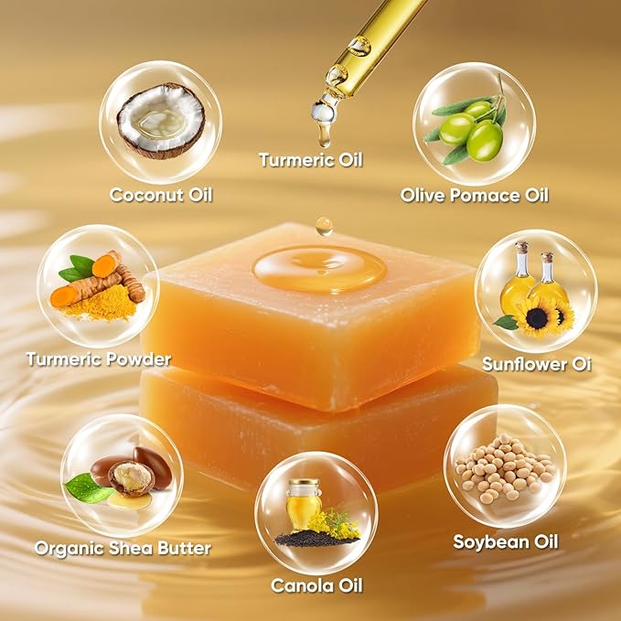 Turmeric Cleansing Pads 50 Pcs+Turmeric Soap Bar+Turmeric Face Wash with Brush, Tumeric Pads for Face and Body,Lemon Tumeric Soap for Wash, Daily Gentle Skin Cleanser Set for All Skins