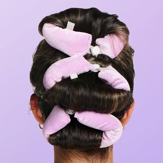 Gimme Beauty Chill Curl Heatless Flex Rods - Gentle & Bendable Hair Rods for Overnight Curls - Bouncy Waves with a Frizz-Free Finish - Snap Closure for Secure Hold - Thick Hair, 4 Count