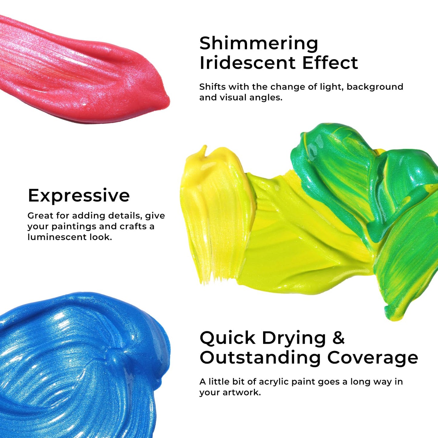ARTME Iridescent Acrylic Paint Set, 20 Chameleon Colors in 8.45 oz/250ml Bottles, Large Bulk Color-shifting Acrylic Paint Perfect for Artists, Beginners on Canvas, Rocks, Wood, Fabric with Paint Knife