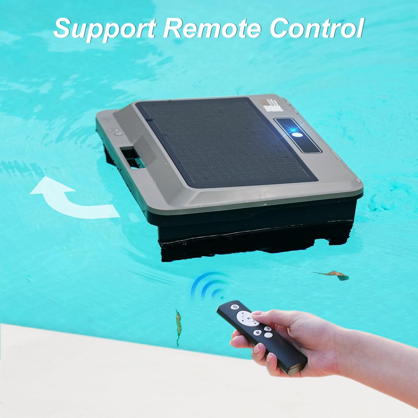 2026 Upgraded Solar Powered Robotic Pool Skimmer Surface Cleaner Dual Charging Options Smart Obstacle Avoidance 24/7 Continuous Cleaning Ideal for Above Ground Pool -APP Support