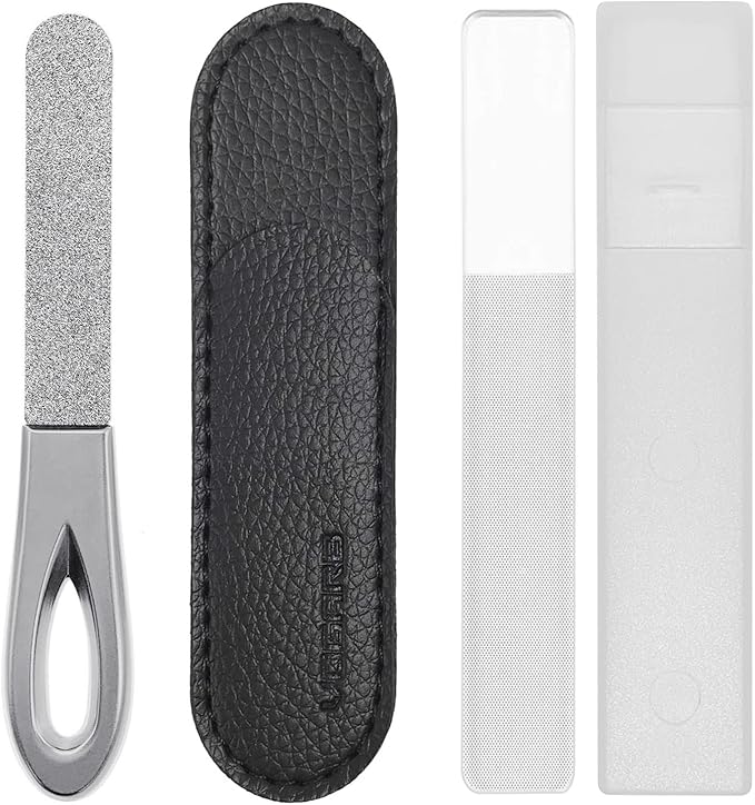 Travel Nail Files for for Thick Toenails, 3.6 Inch Diamond Nail File for Natural Nails, Double Sided 180 Diamond Grits Emery Boards for Men Woman Salon Home Travel (1 PACK-BF01)