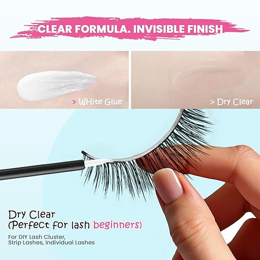 LA MAESII Lash Glue and Remover Waterproof for Long Lasting, Quick Dry Lash Glue, Gentle Non-Irritating Lash Remover, 2 in 1 Lash Adhesive for Sensitive Eyes(Clear)