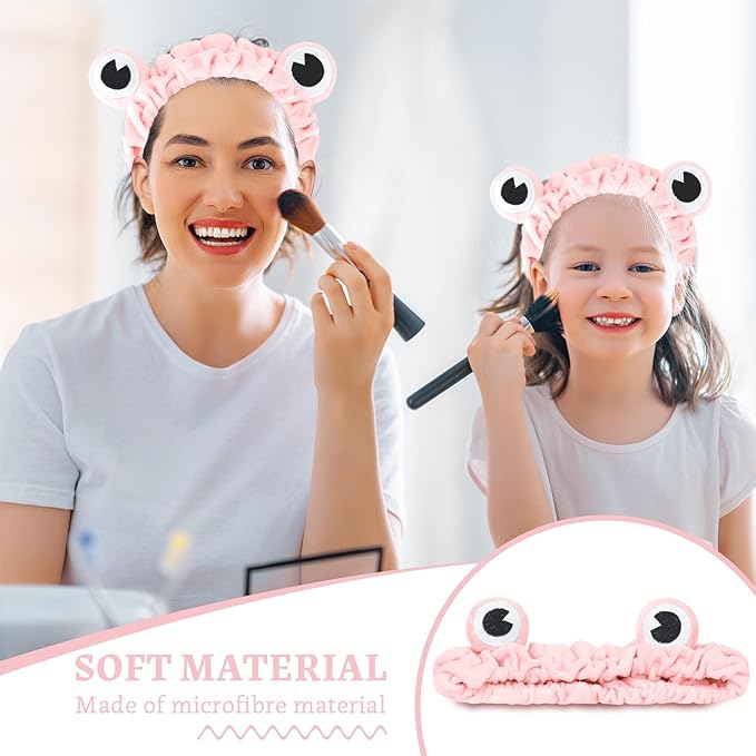 Jowmoy Pink Frog Eye Elastic Headband - Versatile for Spa, Skincare, Makeup, Face Wash, Fun Gift for Women (1 Pack)