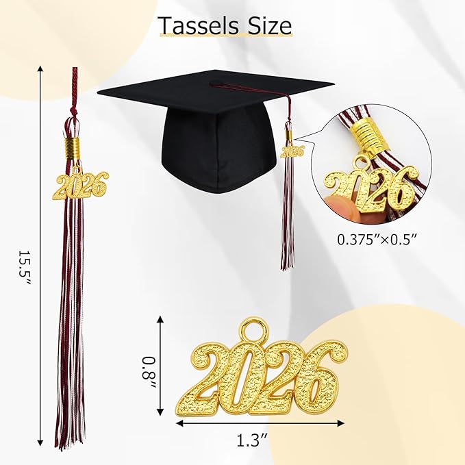 GraduationMall Single&Multiple Color Graduation Tassel with 2026 Year Charm 9"