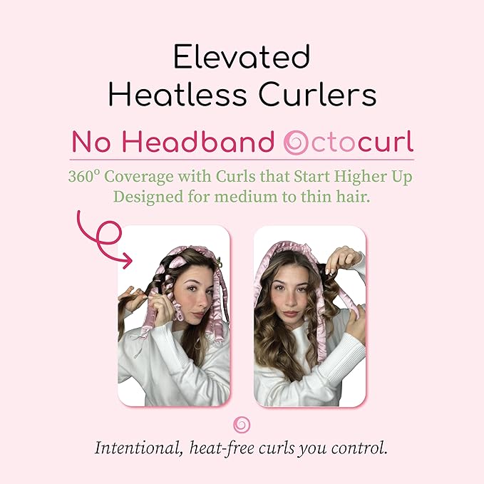 Octocurl No Headband Heatless Curlers for Medium to Thin Hair Ã¢ÂÂ Lightweight Curling System for Controlled, 360ÃÂ° Heat-Free Curls