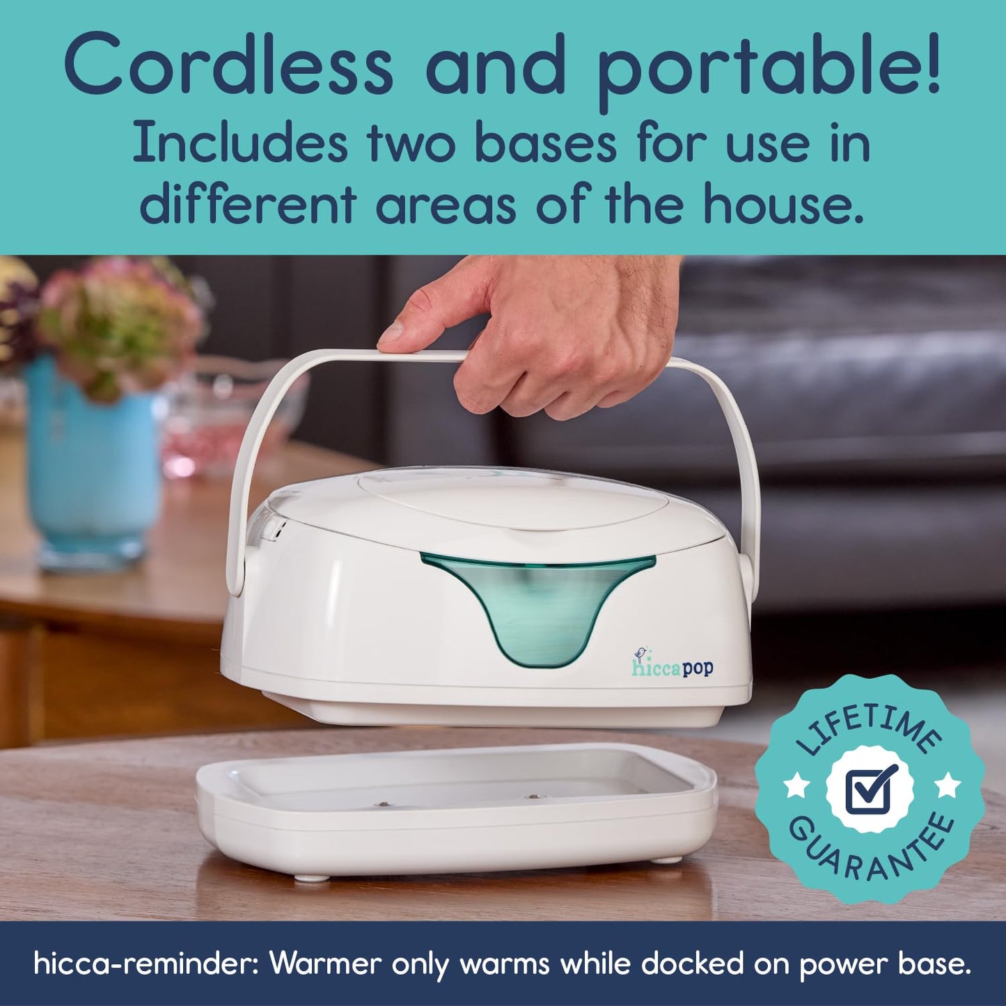 Hiccapop Portable Baby Wipe Warmer, Baby Wipes Warmer for Babies Includes 2 Power Bases, Diaper Wipe Warmer with Changing Light