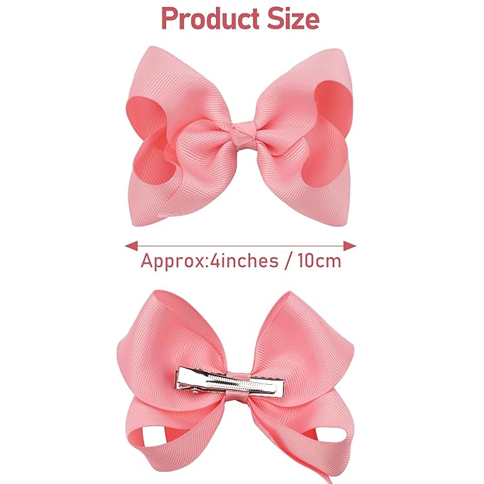 JOYOYO 40Pcs 4.5" Hair Bows Alligator Clips, Grosgrain Ribbon Girls Bows Clips Barrettes Hair Accessories for Baby Girls Toddlers Kids Teens (4.5inch,20 Colors in Pairs)
