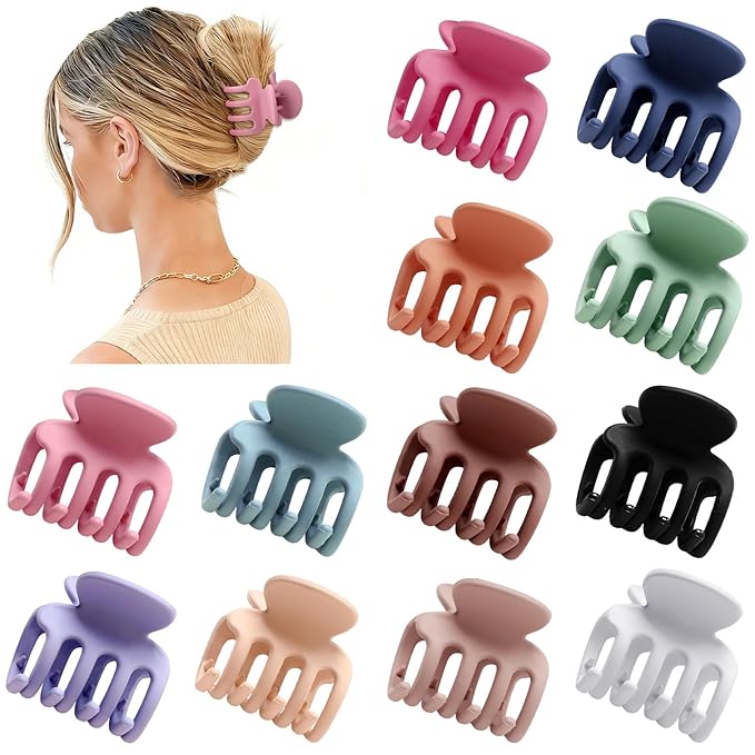 12Pcs Hair Clips for Women 1.8 Inch Small Claw Clips for Thin Hair Medium Hair Claw Clips for Thick Hair Accessories for Women Girls (Colorful)