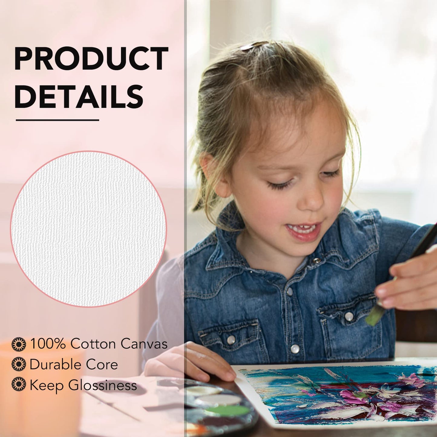 ESRICH 48 Pack Canvas Boards for Painting, 6Pcs of 4x4, 4x6, 5x6, 6x6, 8x10, 10x10, 9x12, 11x14 Canvas for Painting, Cotton Primed Blank Painting Canvas Panels for Oil, Acrylic, Watercolor