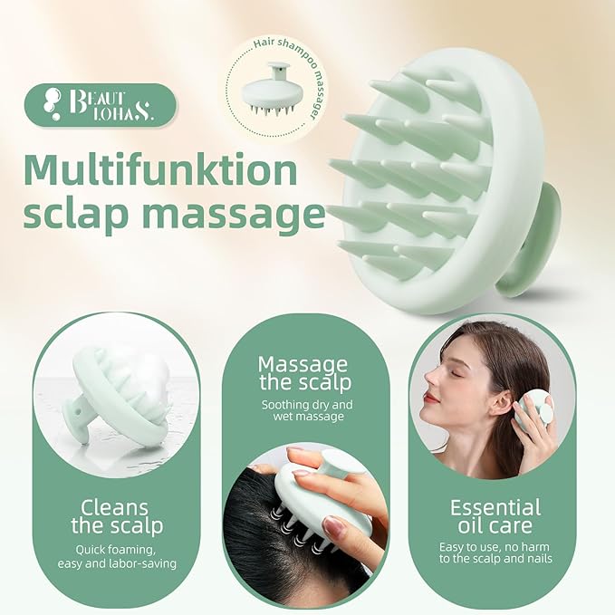 Scalp Massager Shampoo Brush, Scalp Massager Hair Growth & Dandruff Removal, Scrubber Scalp with Soft Silicone Bristles, Wet&Dry Ã¢ÂÂHair Brush for All (Mint Green)
