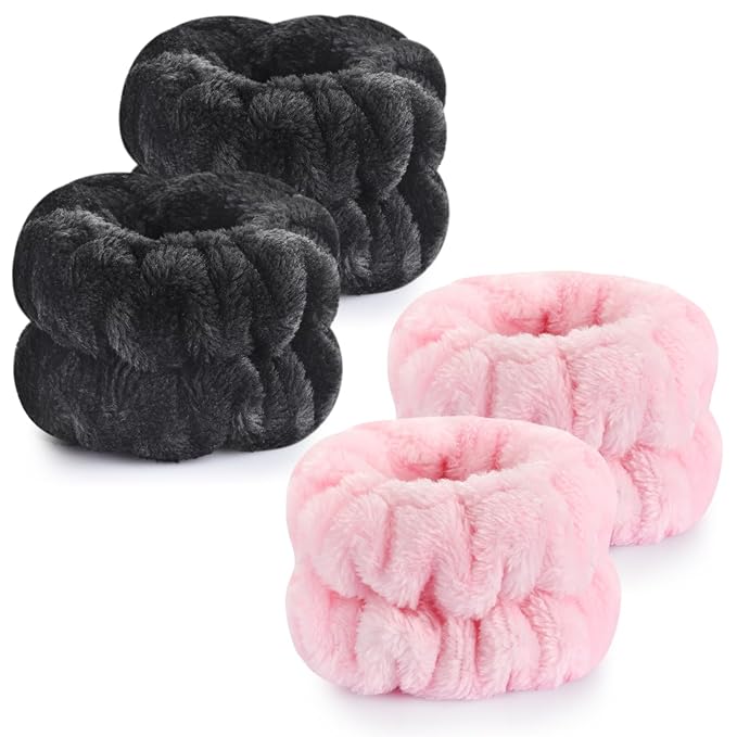 4 Pcs Wrist Bands for Washing Face, Microfiber Wrist Towels for Washing Face, Spa Wristbands for Washing Face, Face Wash Wristbands, Arm Bands for Washing Face for Woman and Children