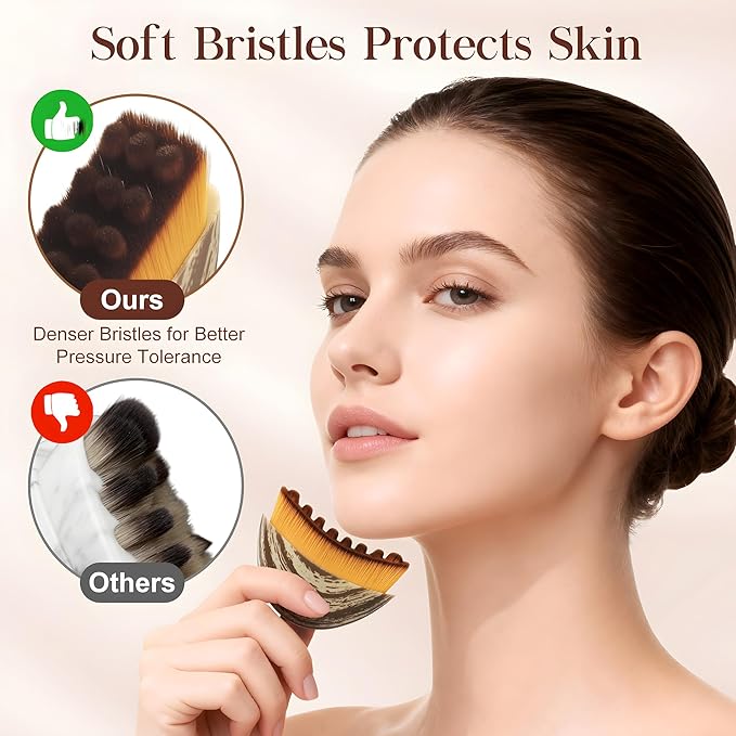Lymphatic Contour Face Brush Facial Tool Dry Sculpting Massage Skin Gua Sha Beauty Glow Soft