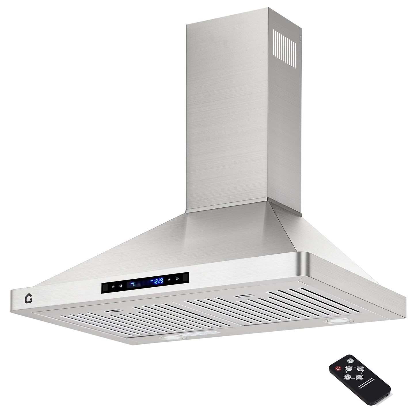30 Inch Range Hood with 250 CFM Fan, Convertible Duct/Ductless Ventilation, Touch Panel & Remote Control, Quiet 3-Speed Fan, Convertible Duct Design, Dishwasher-Safe Filters