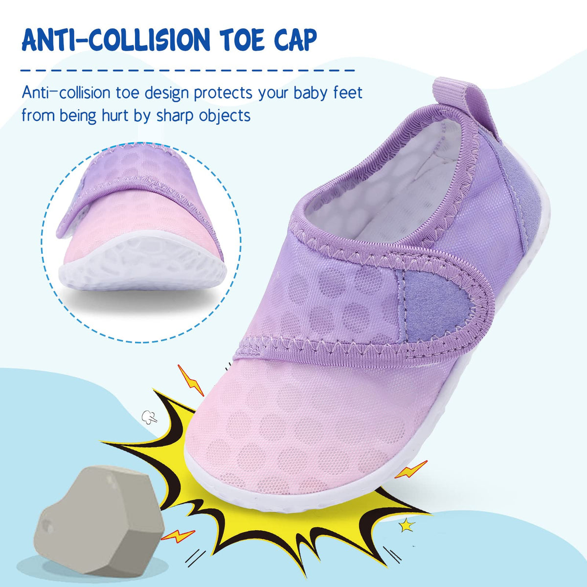 LeIsfIt Kids Water Shoes Toddler Girls Boys Swim Shoes Outdoor Quick-Dry Breathable Aqua Socks for Beach Pool Surf, Gradient Purple, 13 Little Kid