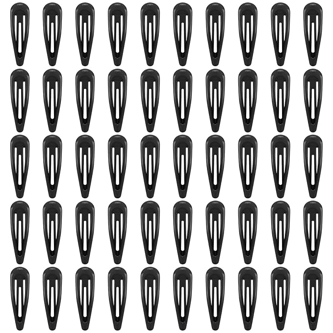 Glossy Black Snap Hair Clips - 50 PCS 2 Inch Non-Slip Metal Hair Barrettes for Women - Classic Black Hair Clips for Daily Styling & Minimalist Accessories