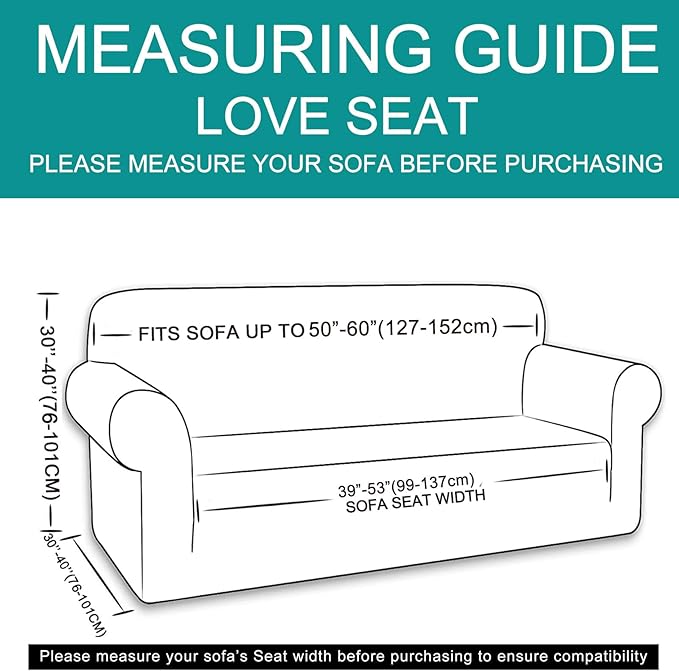 U-NICE HOME Loveseat Cover Stretch Couch Cover Sofa Cover Sofa Slipcover Furniture Protector for 2 Cushion Couch Sofa Pet Friendly(Loveseat, Ivory White)