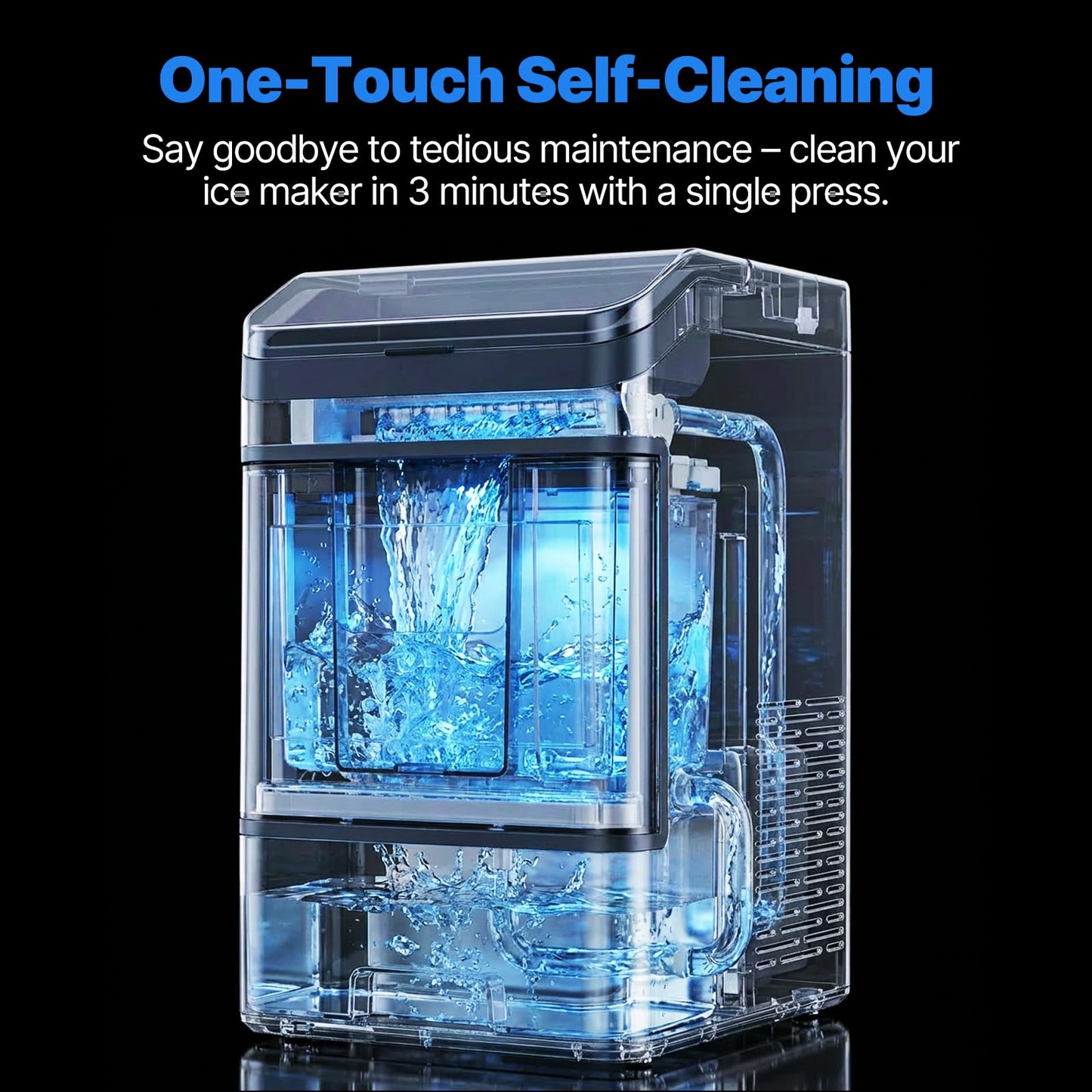 Hxgexin Nugget Ice Maker Countertop, 48LBS/24H Chewable Pellet Ice Maker with 0.8 Gal Water Tank, 5 Mins Fast Ice Making, Self-Cleaning Chewable Ice Machine with Low Noise for Home, Office, Bar