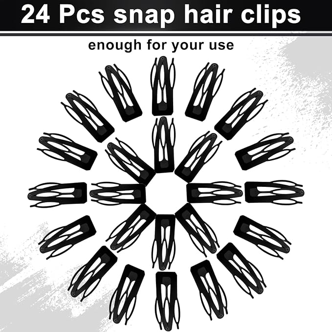Chinco 24 Pcs Double Grip Hair Clips Metal Snap Clips Women Barrettes for Hair Making, Salon Supplies(Black,2.8 Inch)