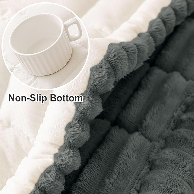 hyha Couch Covers for Dogs Washable, Non Slip Plush Dog Sofa Protectors, Fuzzy Pet Couch Covers for 3 Cushion Sofa Pet Friendly (Dark Grey, 27.6" x 27.6")