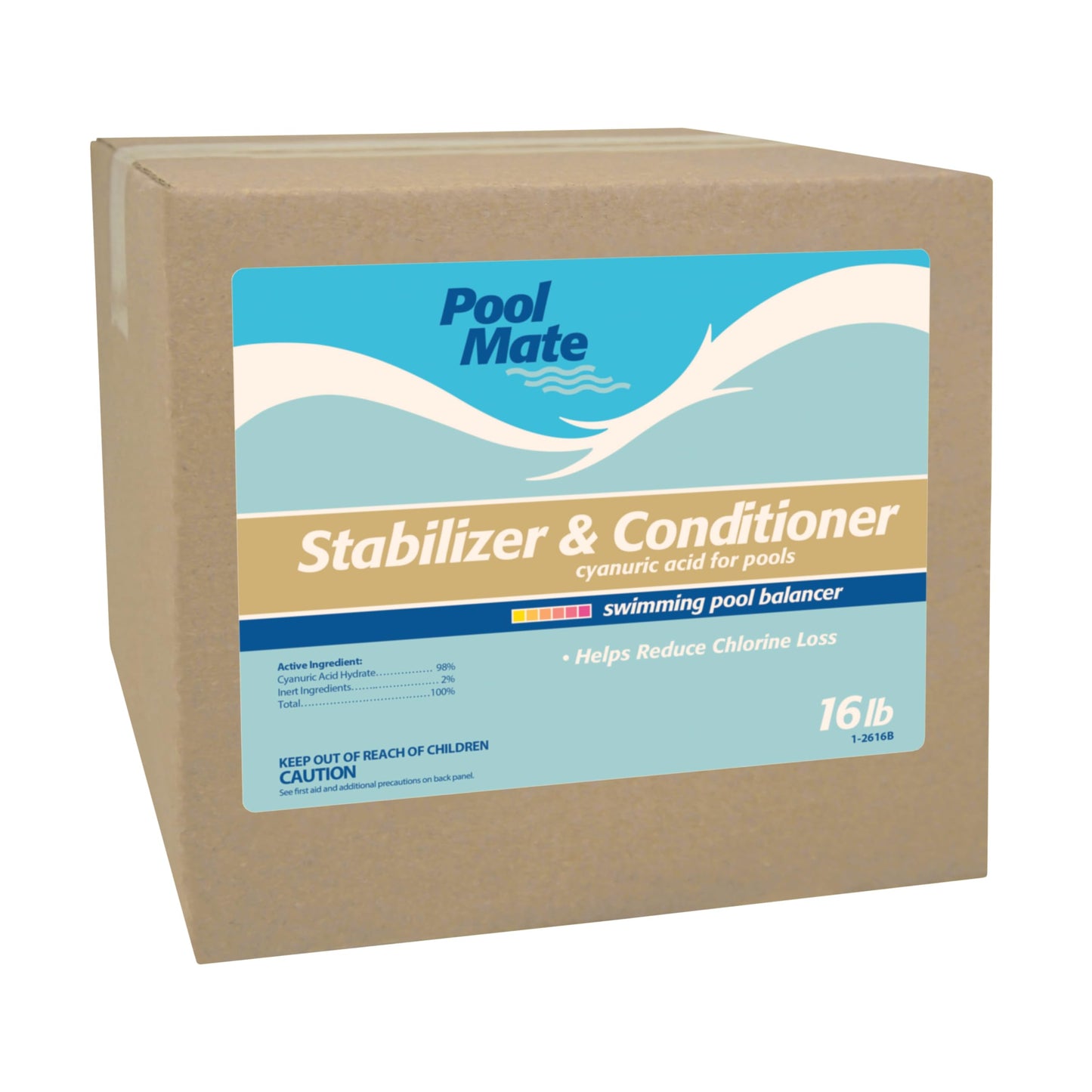 Pool Mate 16-Pounds Premium Pool Stabilizer and Conditioner, Concentrated Cyanuric Acid for Pools, Helps Chlorine Last Longer