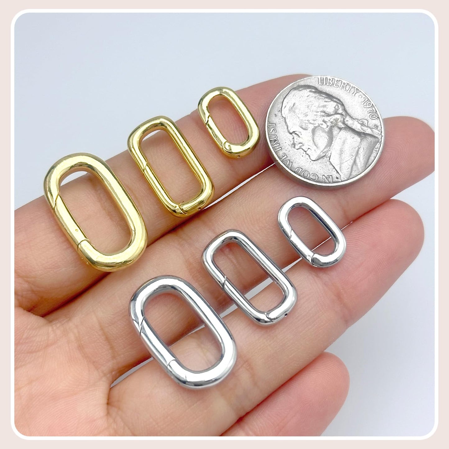 OHINGLT 12Pcs Carabiner Clip Pendant Clasps – 18K Gold Necklace Clasp and Closures, Bracelet Charm Connector for Women (3 Size)