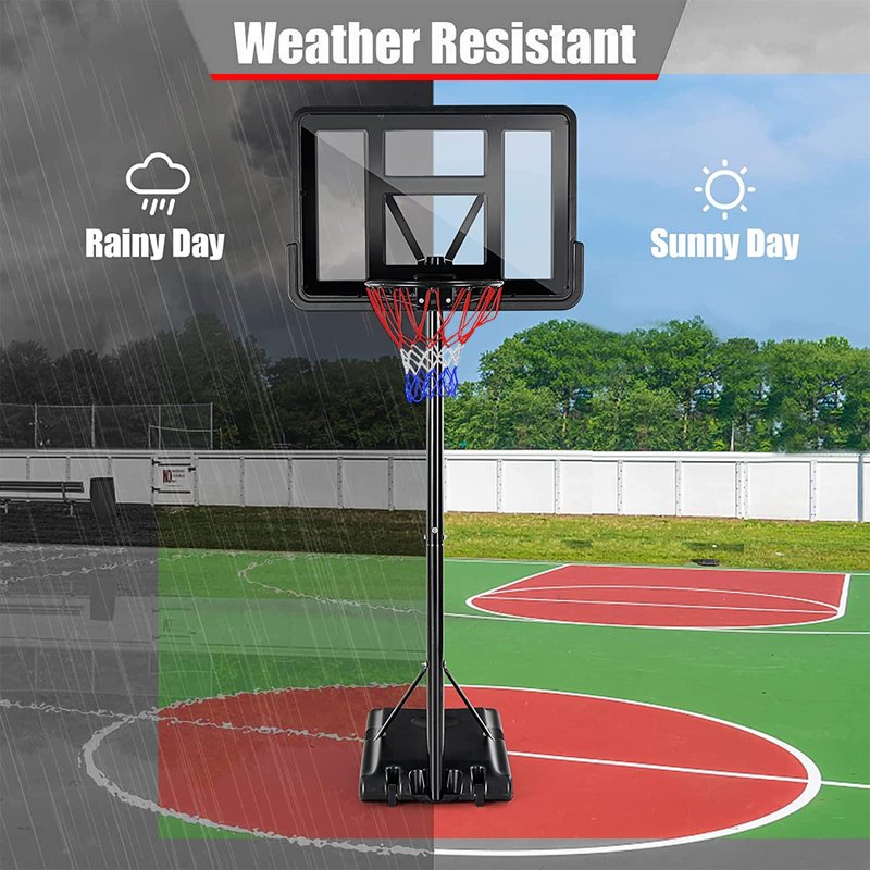 Basketball Hoop Outdoor,Portable Basketball Hoop Goal System 6.6-10ft Adjustable with 44 Inch Backboard & Wheels Basketball Equipment for Kids/Adults Indoor Outdoor 3+